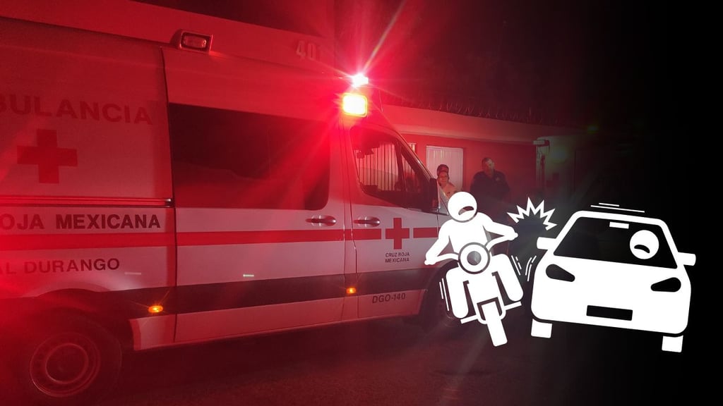 Motociclista resulta lesionada tras ser impactada por automóvil en Durango