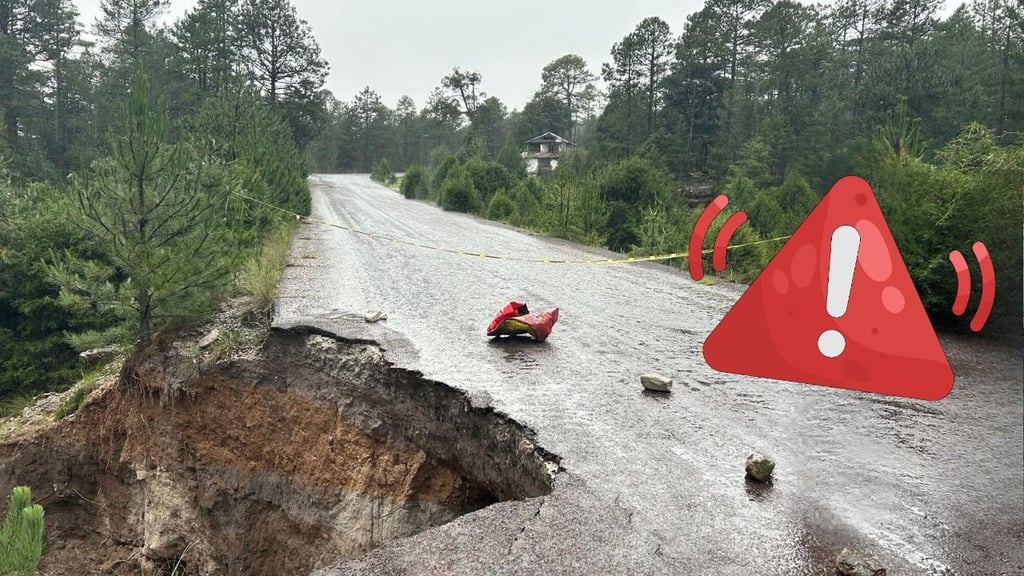 Colapsa puente en carretera Coyotes-San Miguel, por fuertes lluvias en San Dimas; cierran circulación