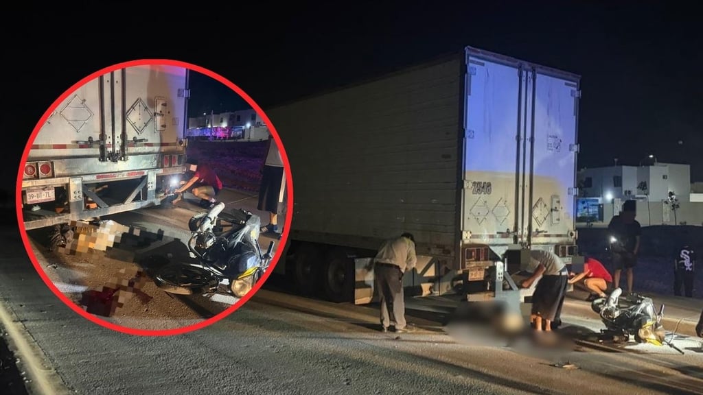 Motociclista está grave tras chocar contra caja de tráiler en Gómez Palacio