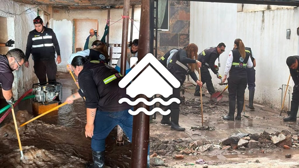 Casas se inundaron tras lluvias en Durango; autoridades ayudan en labores de desazolve