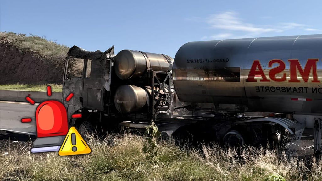 Pipa cargada con miel de maíz se incendia en autopista Durango-Gómez Palacio