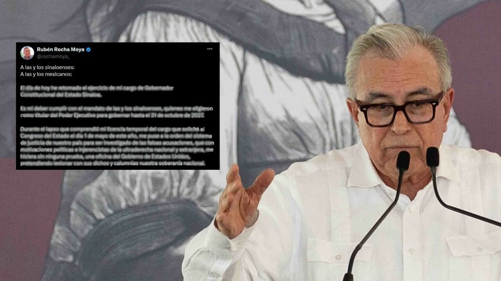 Rocha Moya regresa a su cargo como gobernador de Sinaloa: 'Soy ajeno e inocente de las patrañas'