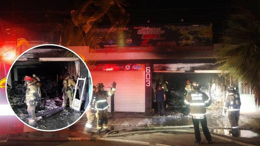 Bomberos sofocan incendio en taller de razers y motocicletas en la colonia Universal