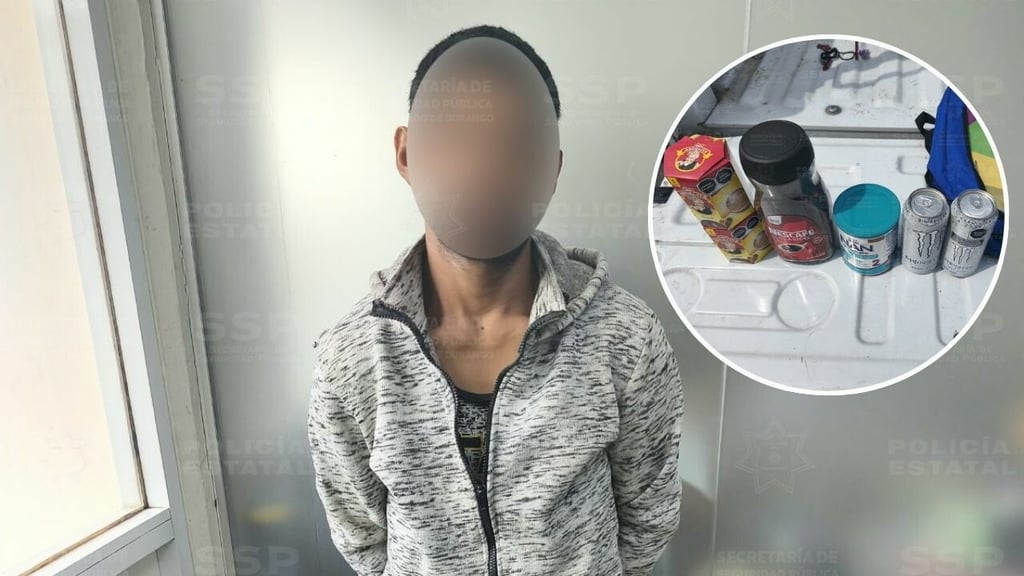 Sujeto fue sorprendido con la mochila llena de productos robados de tienda de Durango