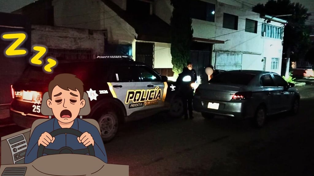 Hombre se queda dormido mientras conducía en Durango; coche quedó en medio de la calle