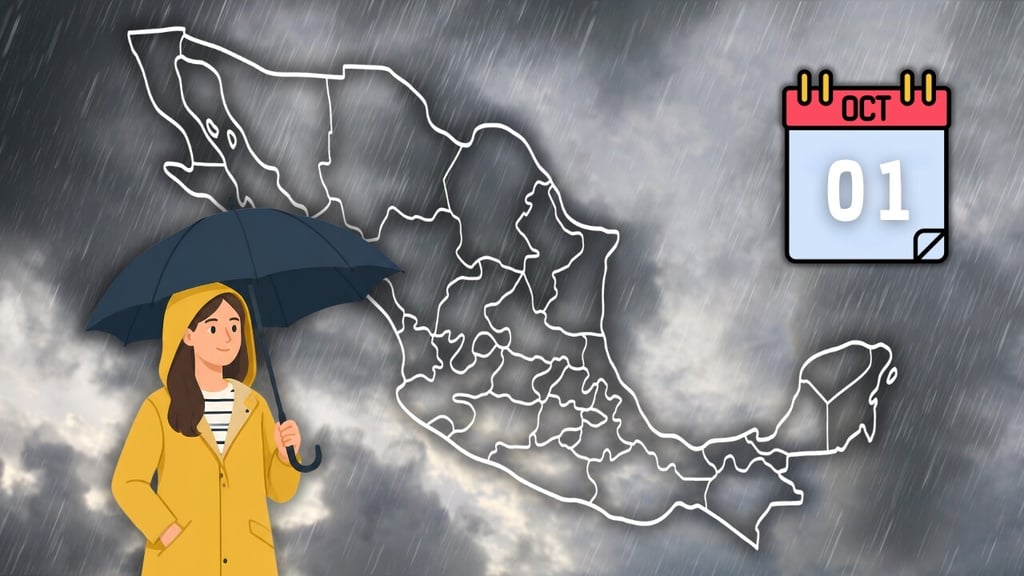 ¿Dónde habrá lluvias intensas y descargas eléctricas HOY jueves 1 de octubre?