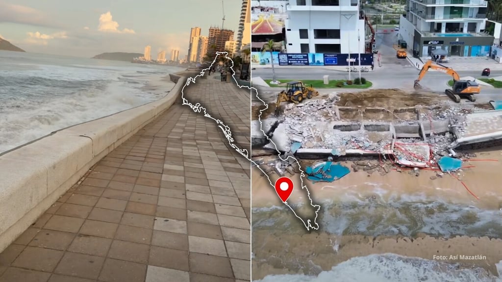Derrumban restos del Malecón de Mazatlán tras colapso; preocupa llegada de ciclón 'Simón' | VIDEO