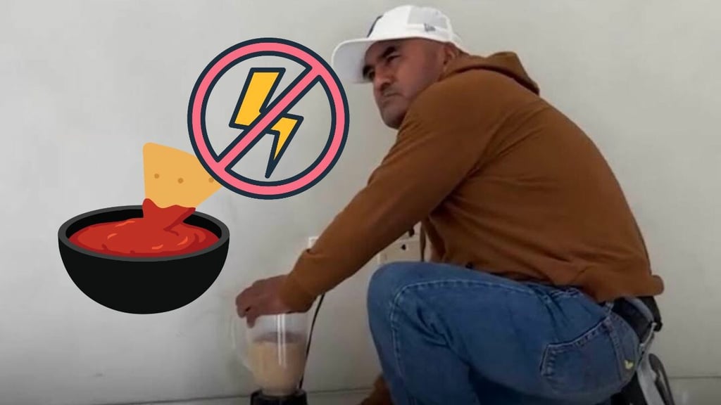 'No tengo vergüenza y no tengo luz': hombre lleva su licuadora a la CFE para preparar salsa