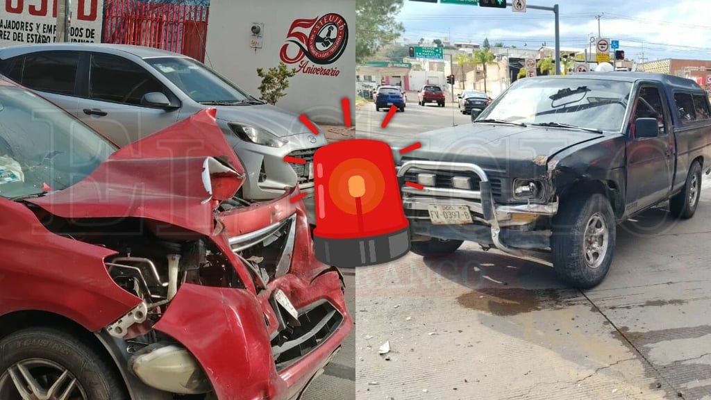 Choque entre dos vehículos en estadio de Caliente de Durango deja varios daños materiales