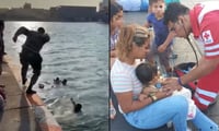 VIDEO: Policías rescatan a bebé que cayó al mar en su carriola en Veracruz
