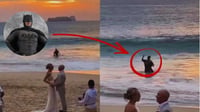 'Batman' sale del mar cuando se celebraban una boda; ¿México o IA? Preguntan en redes