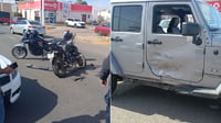 Motociclista resulta lesionado tras chocar con un Jeep en la colonia Guillermina