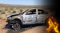 Hallan vehículo calcinado en camino a balneario en Mezquital