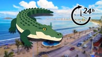 Cocodrilo se ‘pasea’ por playas de Mazatlán; cumplen 24 horas intentando capturarlo