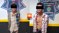 Detienen a dos hombres tras pelear en la calle y lanzar ladrillo contra patrulla en Durango