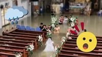 Ni el agua los detuvo: pareja se casa dentro de una iglesia inundada | FOTOS