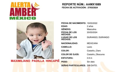 Activan Alerta Amber en Durango; buscan a niño de dos años de edad