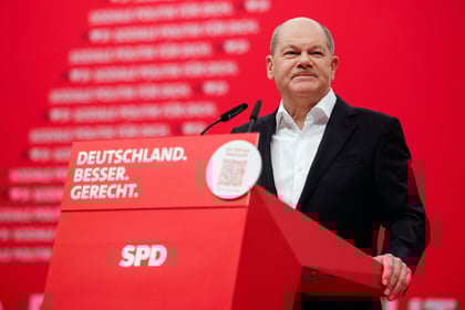 En su intervención, Scholz condenó una vez más el 'imperialismo' del presidente ruso, Vladímir Putin. (CLEMENS BILAN / EFE)