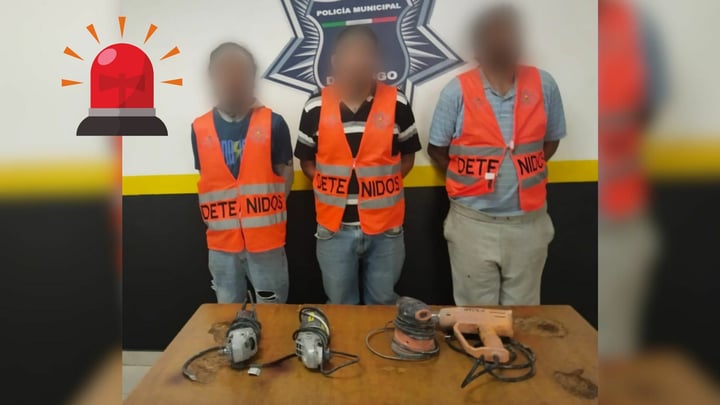 Detienen a tres hombres que se metieron a robar a un local en construcción en Durango