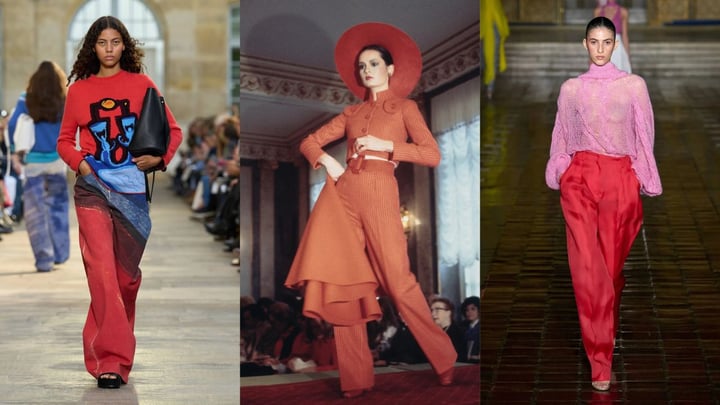 Los pantalones rojos de los setenta son tendencia, según las pasarelas