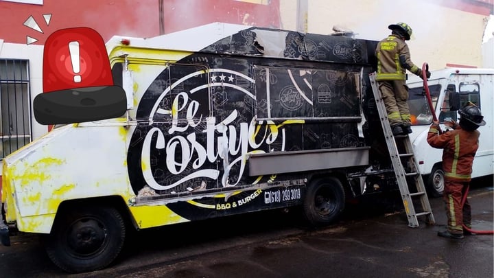 Se incendia camión de comida en el Centro de Durango; no hubo lesionados
