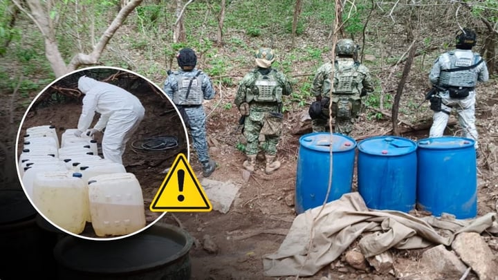 Ejército asegura en Tamazula miles de litros de producto químico para elaborar droga