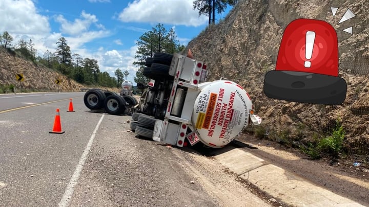 Se desprende remolque de pipa cargada con diésel en la supercarretera Durango-Mazatlán