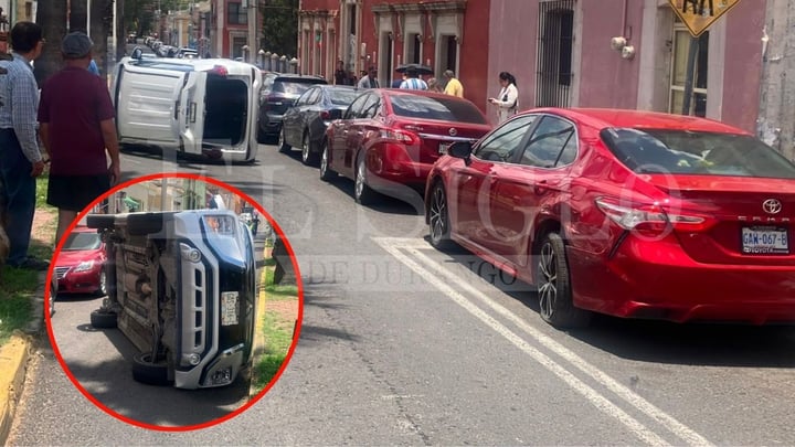 Camioneta vuelca tras chocar contra automóvil estacionado en Belisario Domínguez | VIDEO