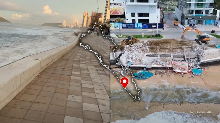 Derrumban restos del Malecón de Mazatlán tras colapso; preocupa llegada de ciclón 'Simón' | VIDEO