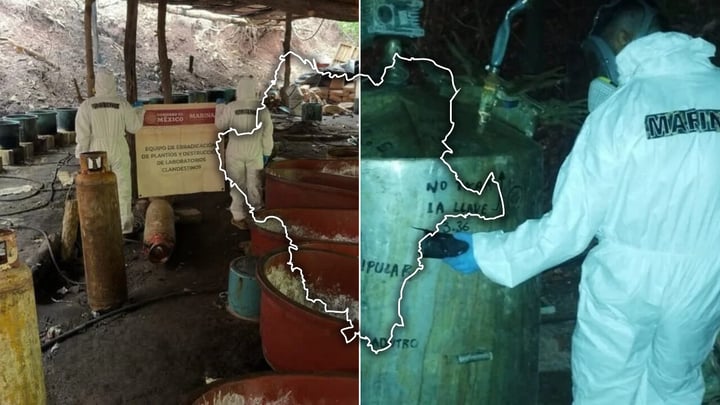 Aseguran 1.3 toneladas de metanfetamina en laboratorio clandestino de Durango