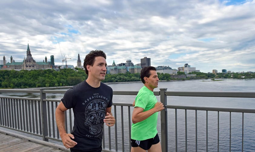 El mandatario salió a correr junto al primer ministro Justin Trudeau en su visita a Canadá.