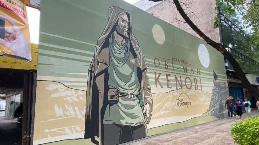 Mural promocional de la serie de Obi-Wan Kenobi vandalizado