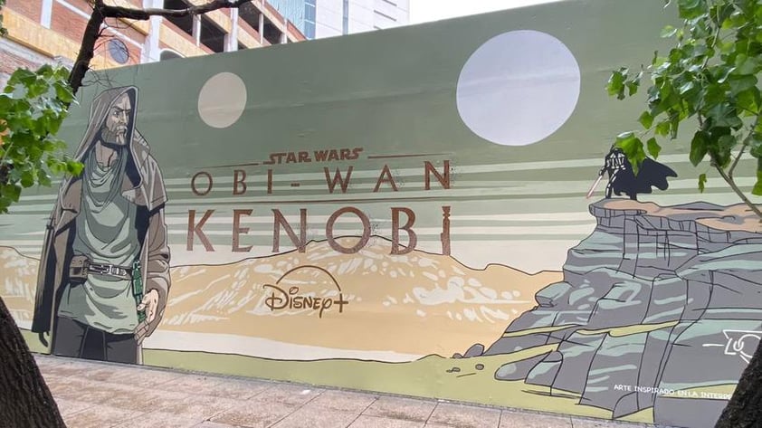 Mural promocional de la serie de Obi-Wan Kenobi vandalizado