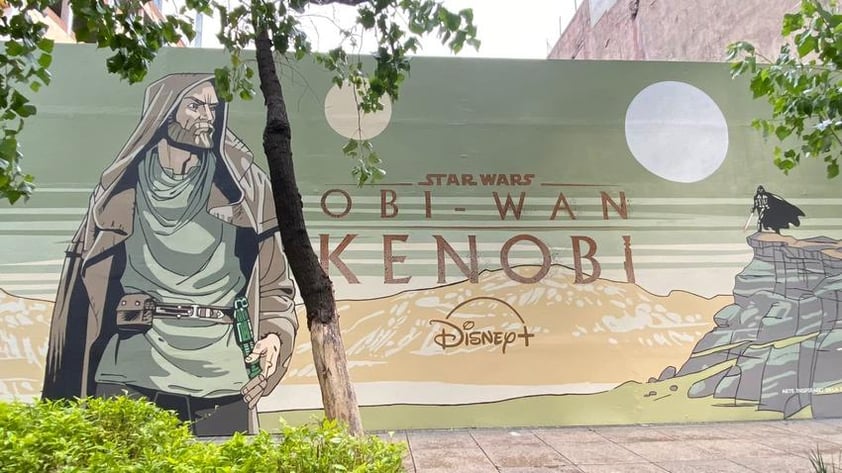 Mural promocional de la serie de Obi-Wan Kenobi vandalizado