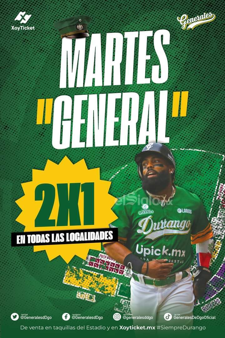 Generales de Durango complace a su afición y anuncia una serie de promociones que serán del agrado de chicos y grandes.