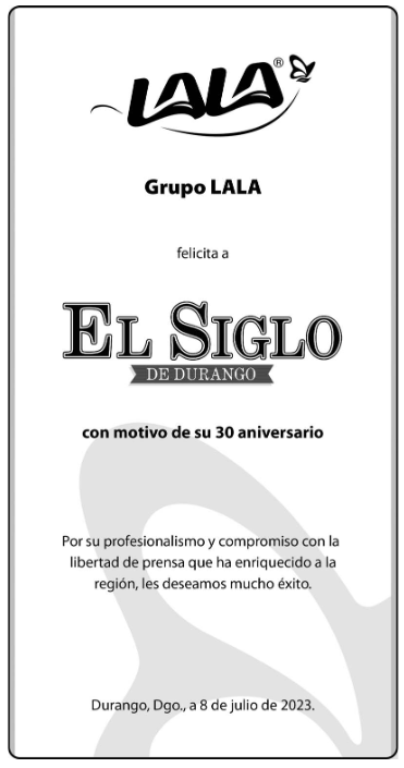 El Siglo de Durango cumplió sus primeros 30 años de vida