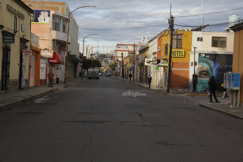 Esta mañana, la Zona Centro de Durango reporta con calles vacías en Navidad.