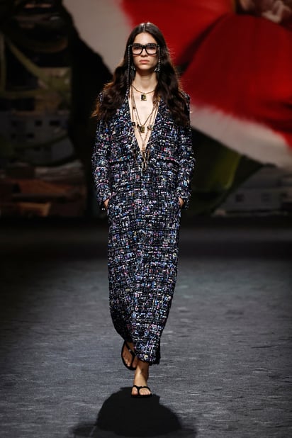 Hubo muchos conjuntos en los que las rayas y los cuadros marcaban el protagonismo.