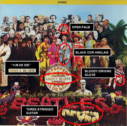 Supuestas pruebas encontradas en el Sgt. Pepper's Lonely Hearts Club Band.