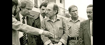 Guillermo Fernández Laborda, socio de Arquímedes Puccio. Dato curioso, su abogado fue el expresidente argentino Alberto Fernández (atrás, con la gabardina negra).