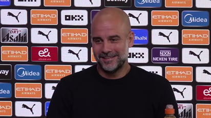 Guardiola hoy en conferencia de prensa.