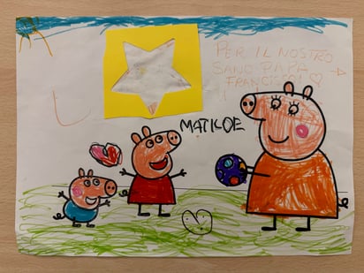 Uno de los dibujos hechos por niños para el Papa Francisco.