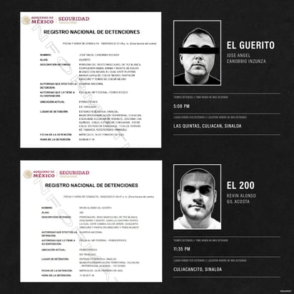 Capturan a 'El Güerito' y 'El 200' en Sinaloa. 