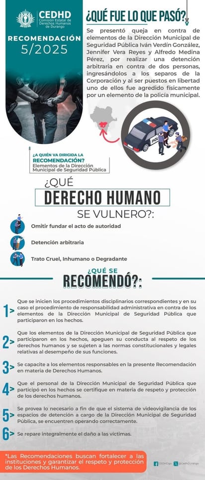 Recomendaciones. Incluyen varios puntos que los responsables tienen que cumplir. 