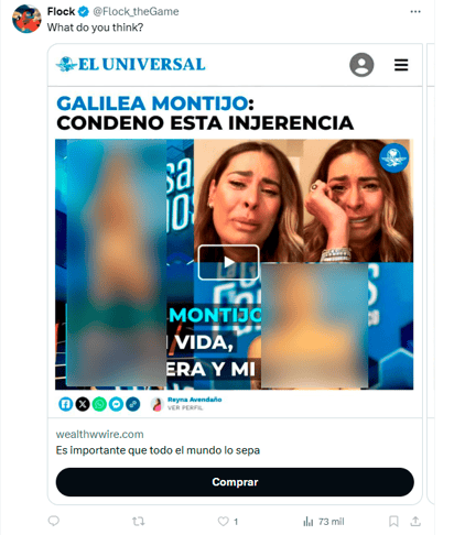 Screenshot de la publicación original; destaca que esta estafa usa la imagen del medio El Universal para 'certificar su autenticidad'.