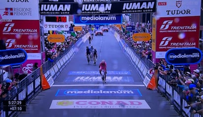 Así se vivió el momento en que Isaac Del Toro cruzó la meta hoy sábado 31 de mayo.