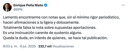 Peña Nieto responde a las acusaciones de sobornos. 