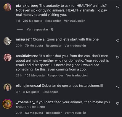 Críticas en español e inglés se pueden observar en todas las publicaciones de las redes de Instagram.