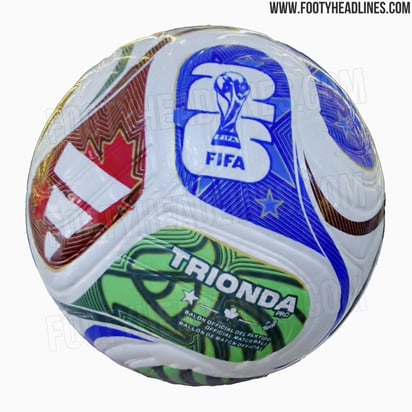 Así se vería el balón oficial de la Copa del Mundo 2026, según las filtraciones de Footy Headlines.