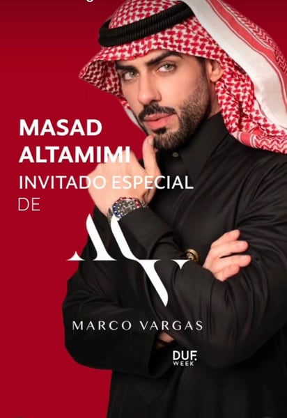 El empresario e influencer Masad Altamimi, participará en la pasarela del sábado luciendo creaciones de la firma Marco Vargas Tuxedo.